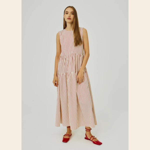 LINNA MAXI DRESS RED STRIPES