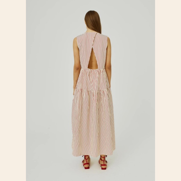 LINNA MAXI DRESS RED STRIPES - Bilde 2