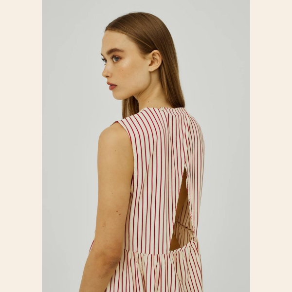 LINNA MAXI DRESS RED STRIPES - Bilde 3