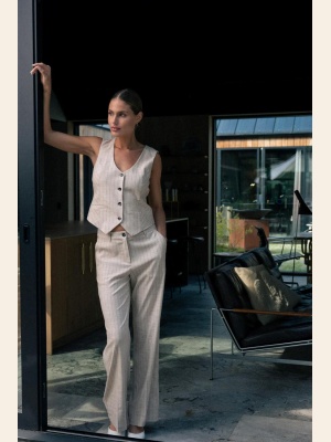 PD-NADINE PINSTRIPE LINEN PANT STRIPE