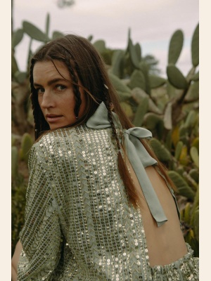 SEQUIN JACKET TOP SOFT PISTACHIO
