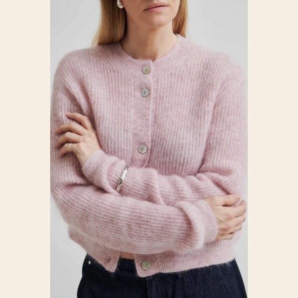ANDREA KNIT RIB CARDIGAN LS ROSE - Bilde 2