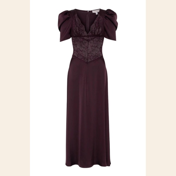 FRANCIS LACE MIDI DRESS BURGUNDY - Bilde 3