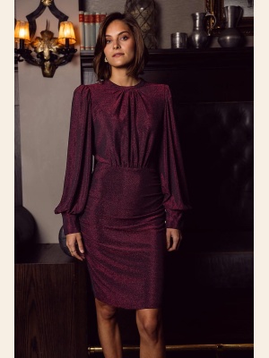 INES SHORT DRESS BURGUNDY