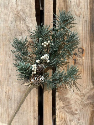 BARGREN M/HVITE BÆR OG KONGLER 40CM