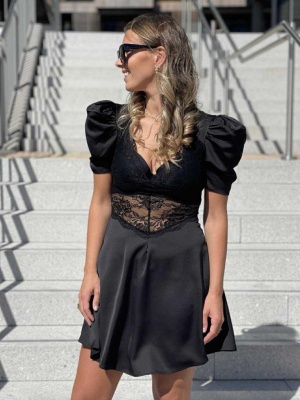 FRANCINE MINI DRESS BLACK PRINT