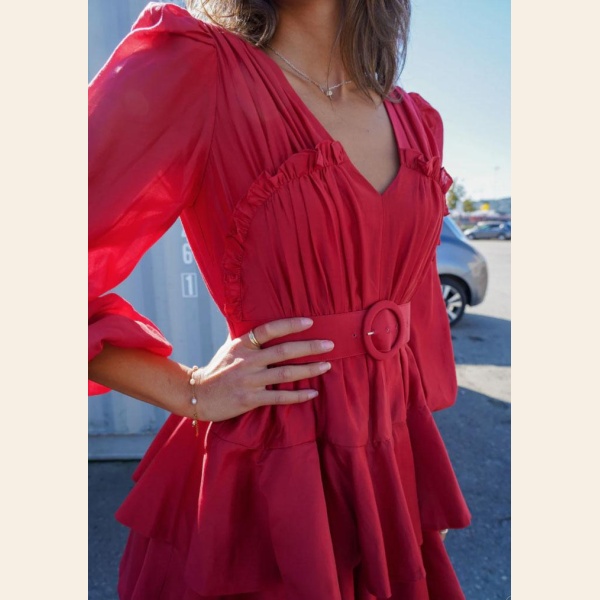 IRIS DRESS RED LONG LENGTH - Bilde 2