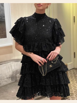 MAJESTY MINI DRESS BLACK LACE