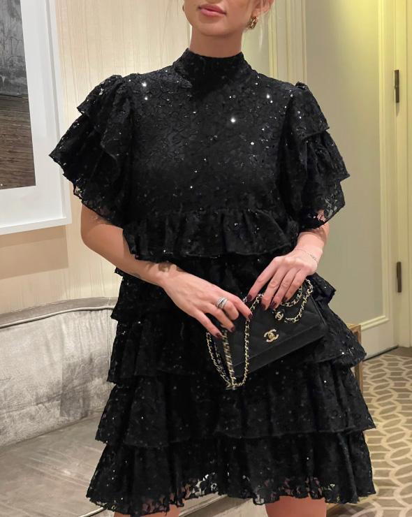 MAJESTY MINI DRESS BLACK LACE