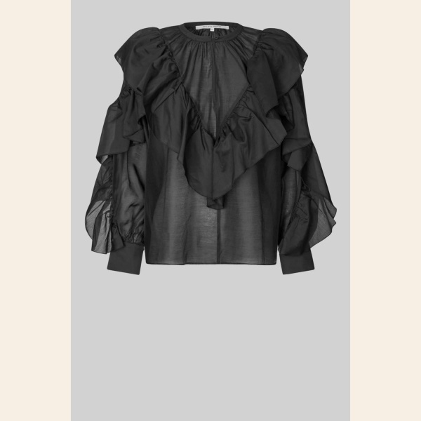 FRIA FRILL BLOUSE BLACK - Bilde 5