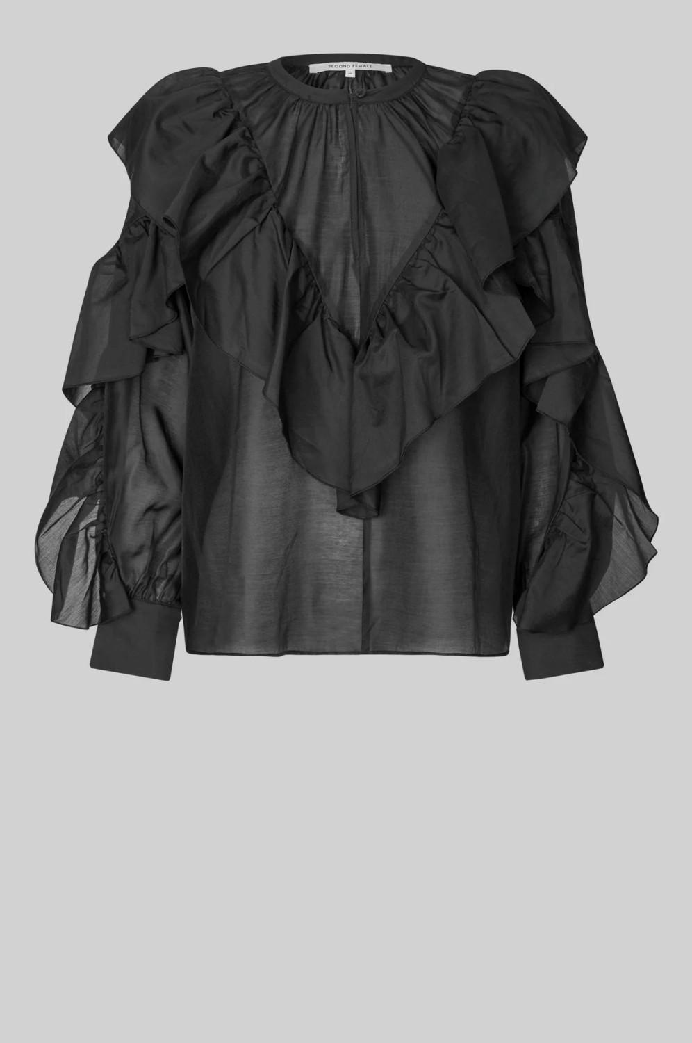 FRIA FRILL BLOUSE BLACK - Bilde 5