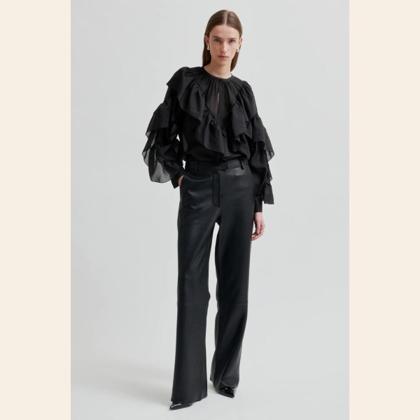 FRIA FRILL BLOUSE BLACK - Bilde 2