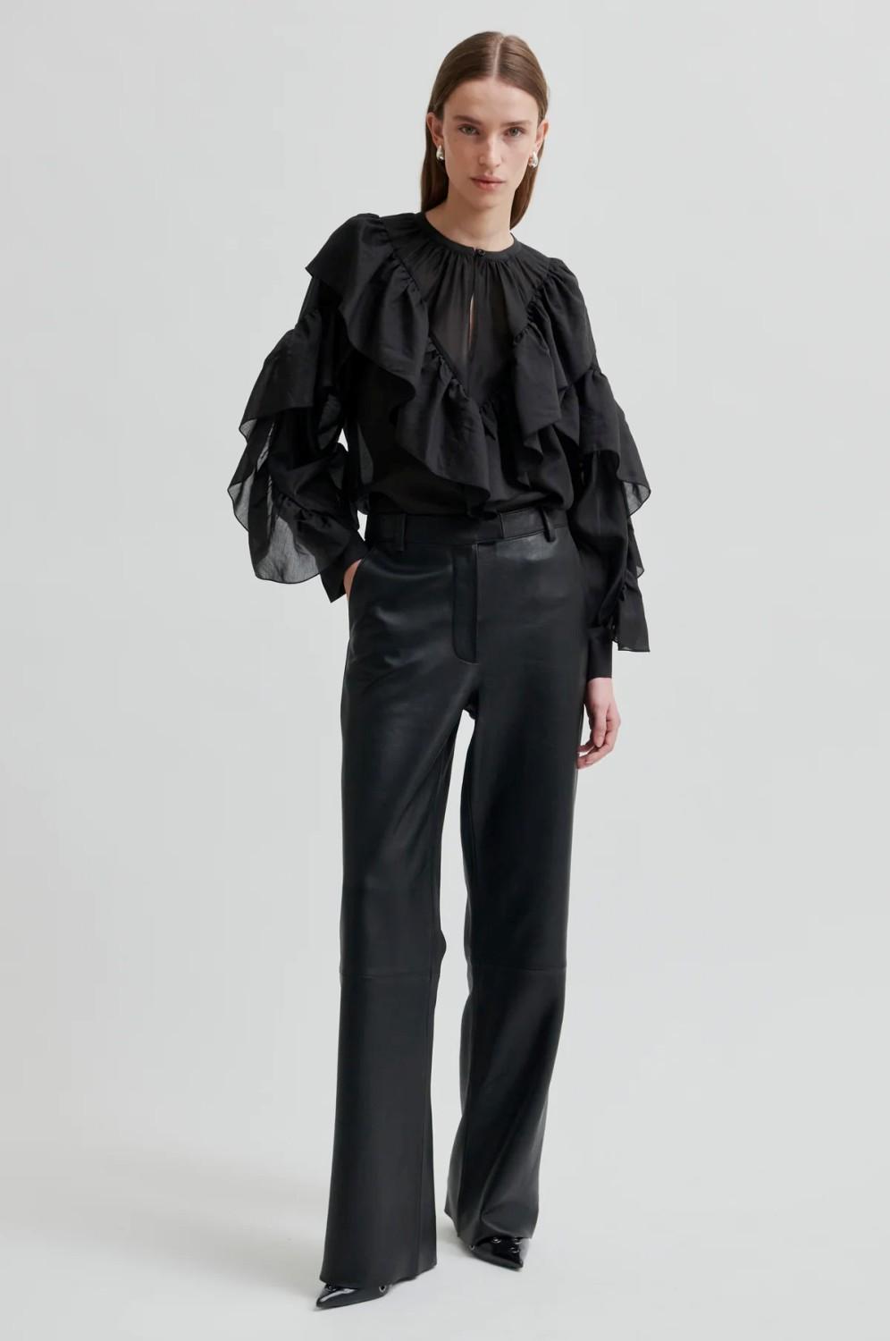 FRIA FRILL BLOUSE BLACK - Bilde 2