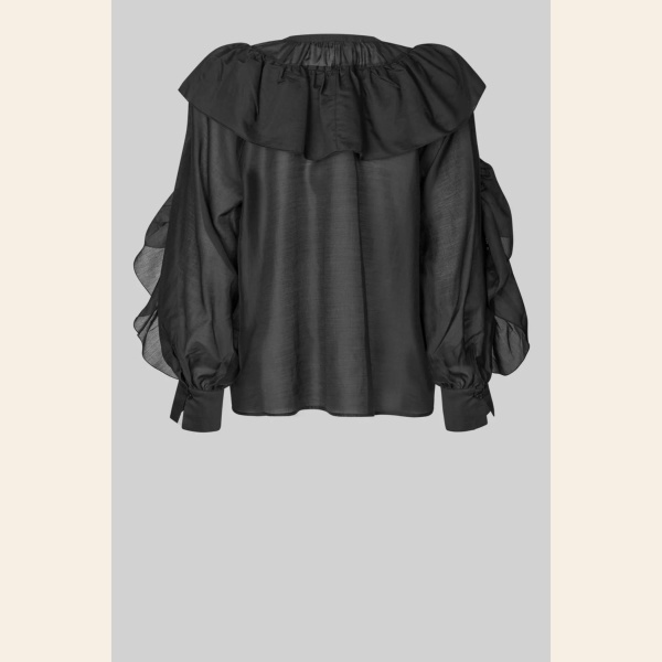 FRIA FRILL BLOUSE BLACK - Bilde 6