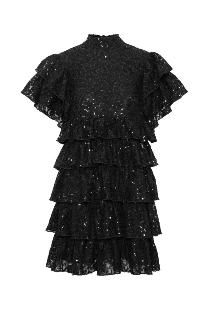 MAJESTY MINI DRESS BLACK LACE - Bilde 2