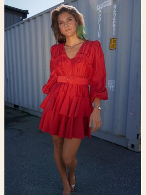 IRIS DRESS RED LONG LENGTH