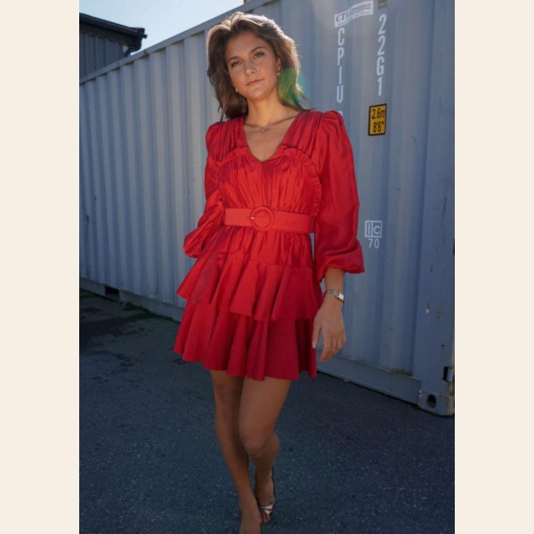 IRIS DRESS RED LONG LENGTH