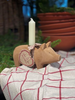 CANDLE HOLDER MEDIUM PIG NATURE