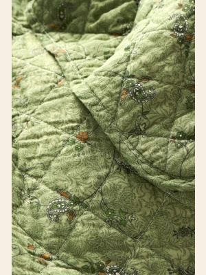 QUILT GRØNN M/BLOMSTERRANKER