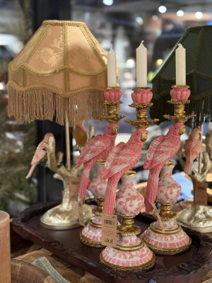 LYSESTAKE PAPEGØYE ROSA 14X13X40CM