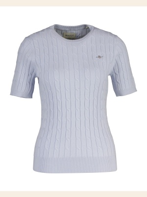 STRETCH COTTON CABLE C-NECK LIGHT BLUE KORT ARM