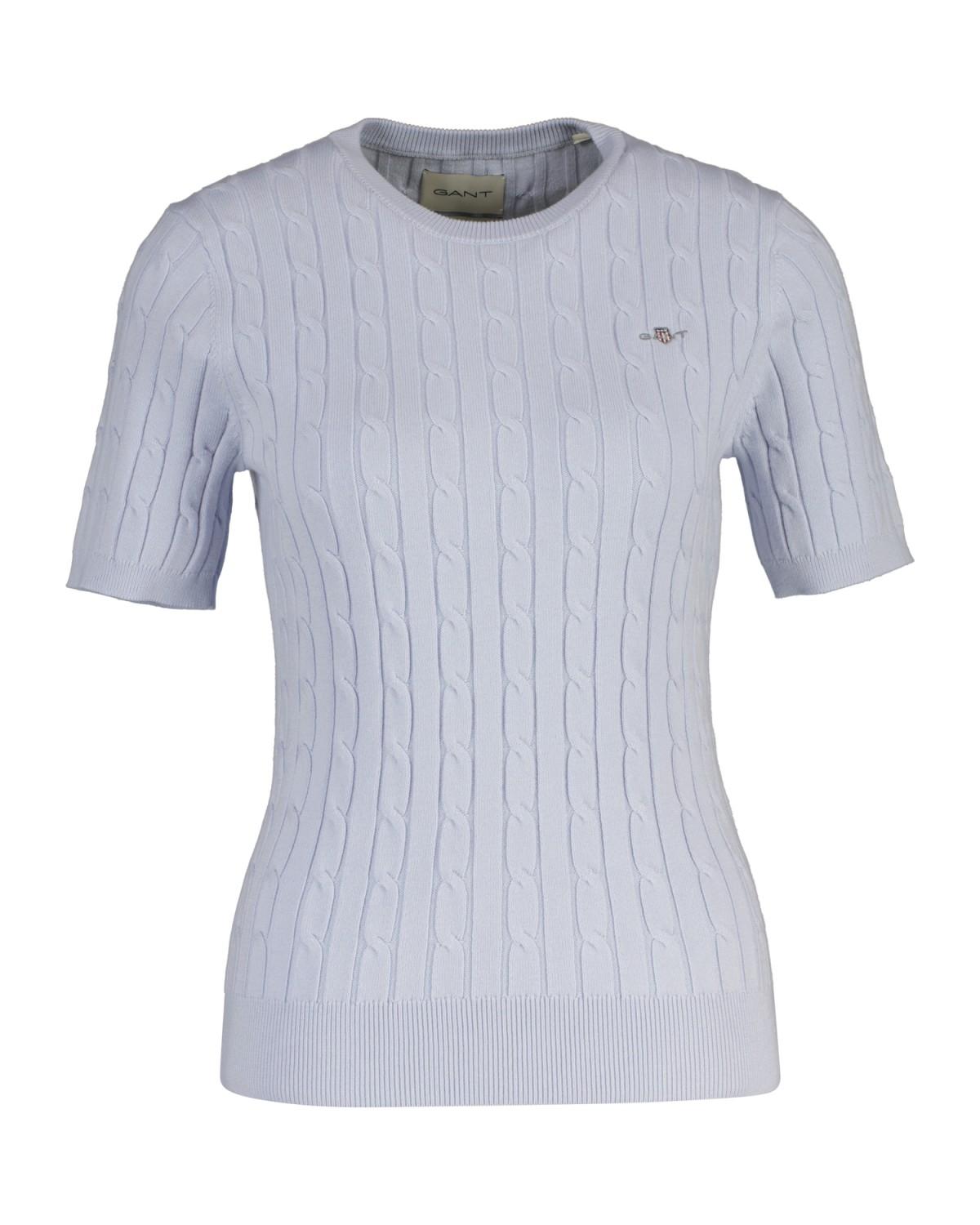 STRETCH COTTON CABLE C-NECK LIGHT BLUE KORT ARM