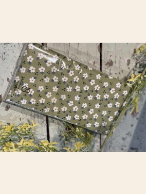 SERVIETT GRØNN M/ HVITE BLOMSTER