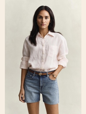 REL STRIPED LINEN LS SHIRT LIGHT PINK