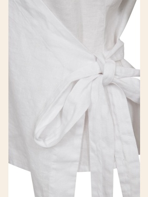 PD-LINA LINEN WRAP BLOUSE WHITE