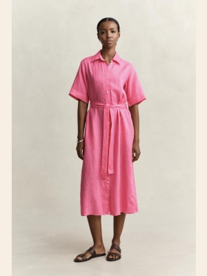 LINEN SS DRESS PINK