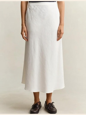 FLARED LINEN BLEND SKIRT EGGSHELL