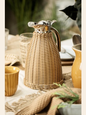 TERMOKANNE BRUN POLYRATTAN HÅNDFLETTET