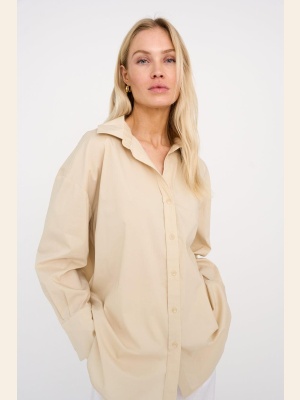 PD-NYLA POPLIN SHIRT OYSTER WHITE