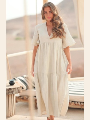 CASABLANCA DRESS LONG WHITE SWAN