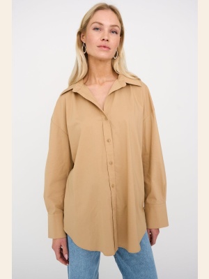 PD-NYLA POPLIN SHIRT CAMEL