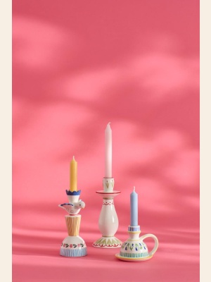 LYSESTAKE T/ 2,2 CM LYS HVIT OG RØDT MØNSTER