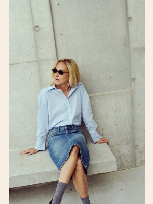 PD-NYLA POPLIN SHIRT AIR BLUE