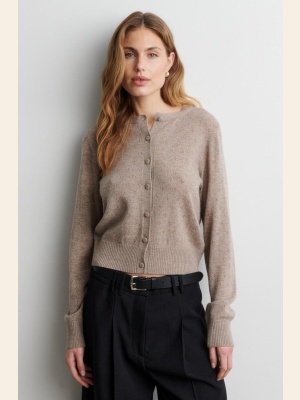 AMALA KNIT CARDIGAN MID BROWN MELANGE