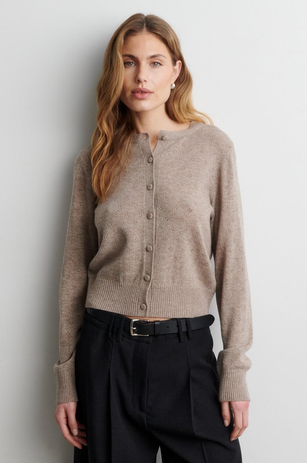 AMALA KNIT CARDIGAN MID BROWN MELANGE