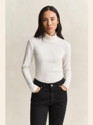 SLIM RIBBED LS TURTLENECK