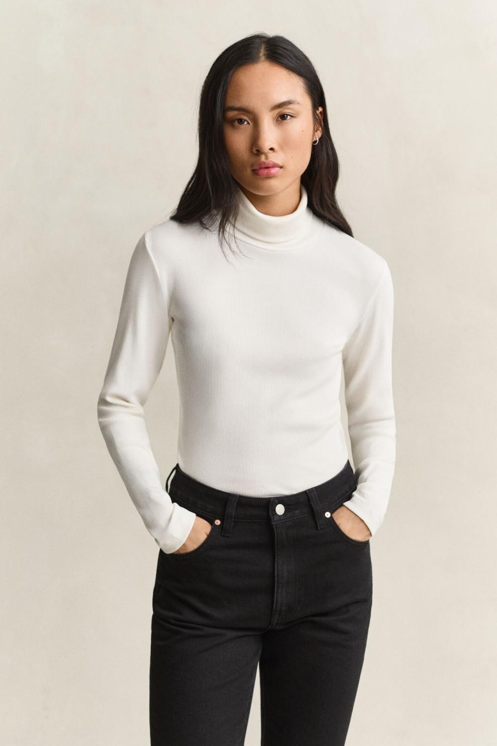 SLIM RIBBED LS TURTLENECK