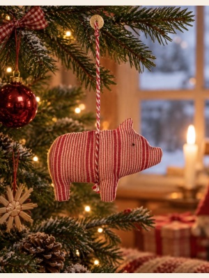 FABRIC ORNAMENT-STRIPE-RED SAND