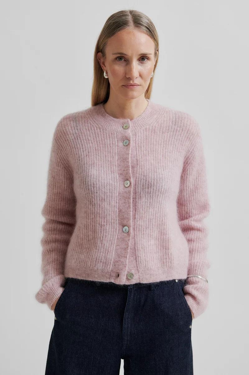 ANDREA KNIT RIB CARDIGAN LS ROSE - Bilde 7