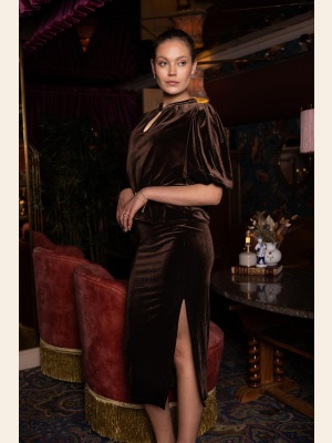 AMINA LONG SKIRT BROWN