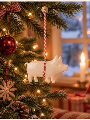 ORNAMENT PIG ROSE