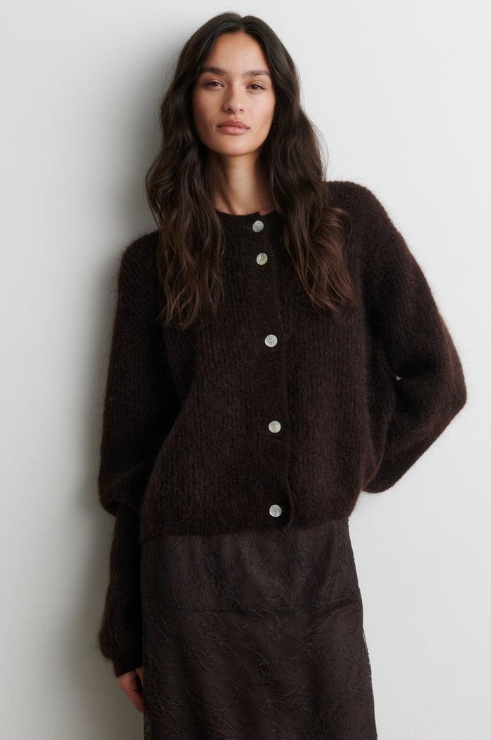 ANDREA KNIT RIB LS CARDIGAN