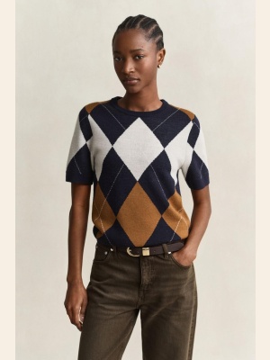 WOOL ARGYLE C-NECK SS