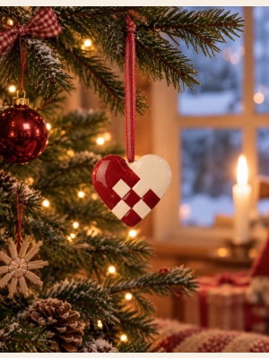 METAL ORNAMENT - SMALL HEART RED