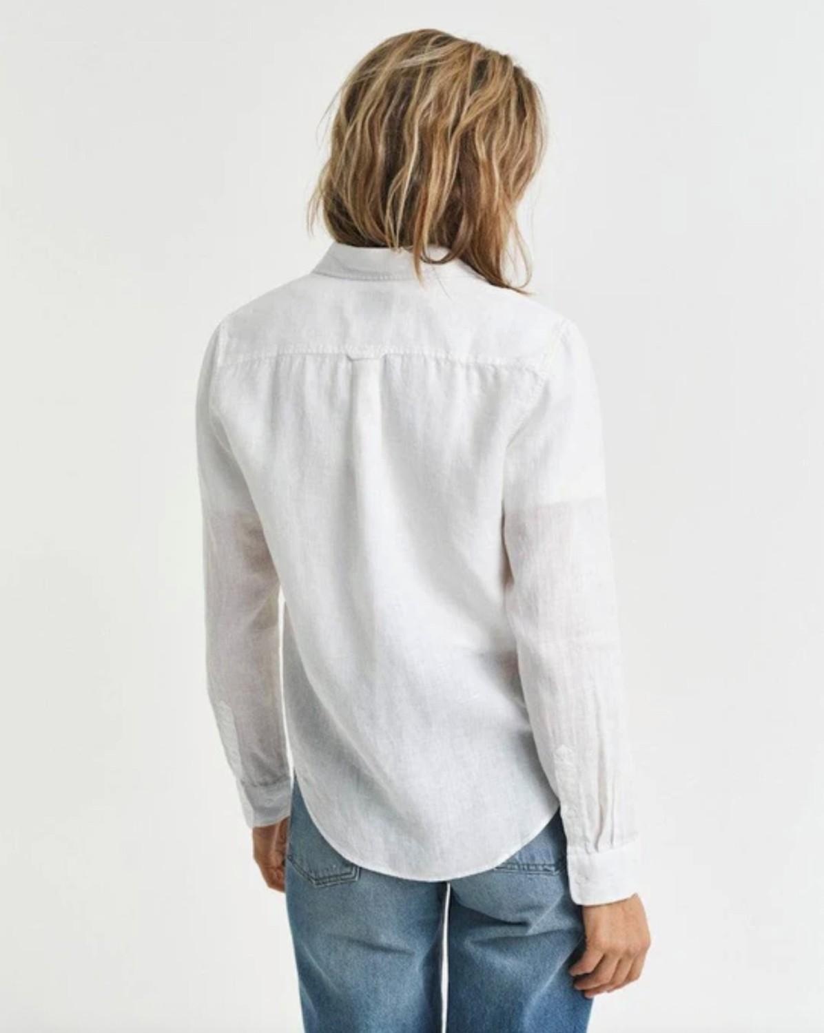 REG LINEN LS SHIRT WHITE - Bilde 3