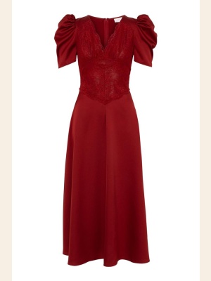 FRANCIS MIDI DRESS RED
